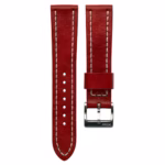 Full-Stitch Neon Red kožni kaiš za sat sa gumenom podlogom
