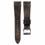 Two-Stitch Rustic Black kožni kaiš za sat