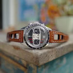 Yema Style Racing Tan Brown kožni kaiš za sat - Slika 4